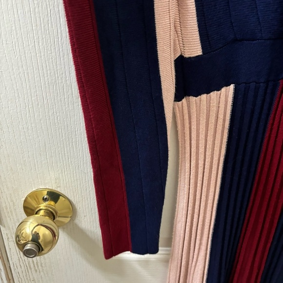 Adelyn Rae Knit Stripe Maxi Dress Long Sleeve Faux Wrap Pleated Skirt Women’s XS - Picture 11 of 15